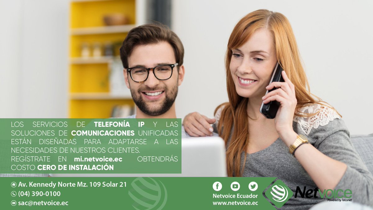 NetvoiceEcuador's tweet photo. Los servicios de telefonía IP y las soluciones de comunicaciones unificadas están diseñadas para adaptarse a las necesidades de nuestros clientes.
Regístrate en https://t.co/3i7wj687Nr
#LaMejorTelefonía #AppMóvil #CloudPbx #Netvoice #PoweredByTelconet #Telefonía #IP https://t.co/1UNUeghceY