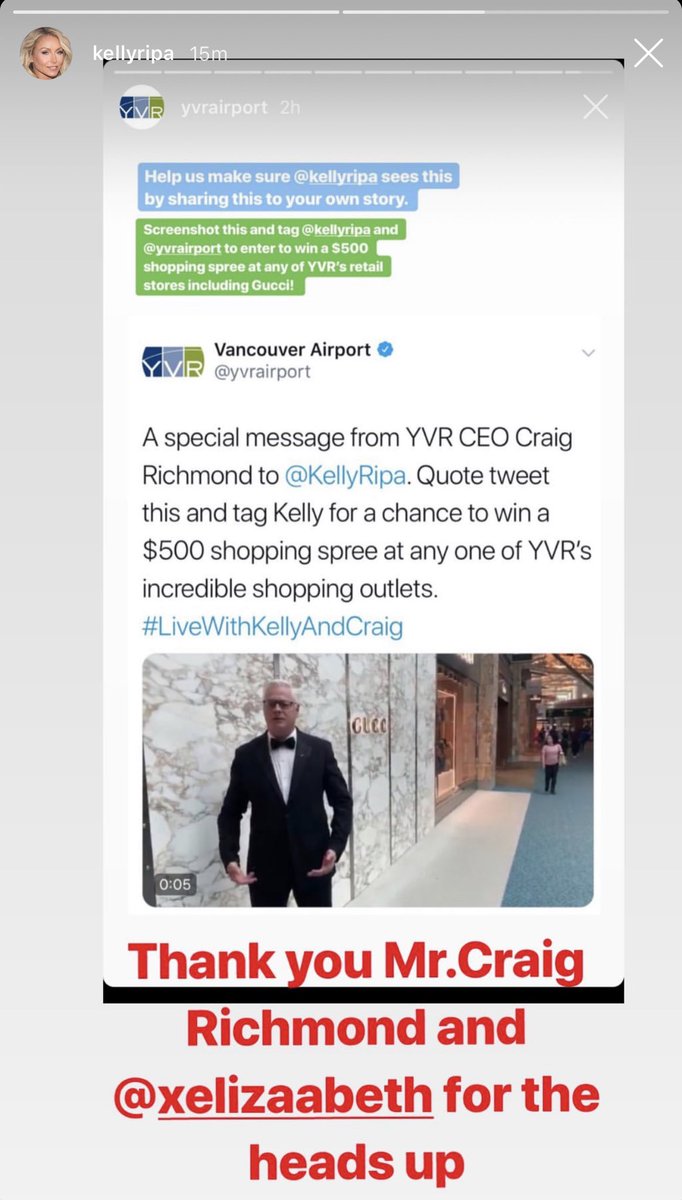 yvrairport's tweet photo. We’ve done it! @KellyRipa reached out to us last night so we are officially closing this contest. A winner will be announced shortly. #LiveWithKellyAndCraig https://t.co/KdhZFjuBjo