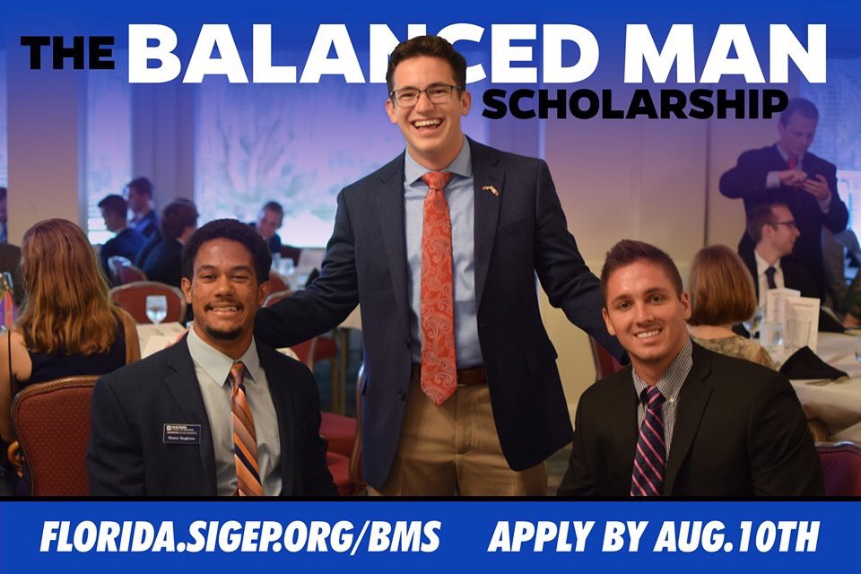 🚨 Scholarship Opportunity!🚨 

Have you heard about our Balanced Man Scholarship? 

If you want to learn more or know someone who might be interested, visit florida.sigep.org/BMS/ 

Applications are Due August 10th!
