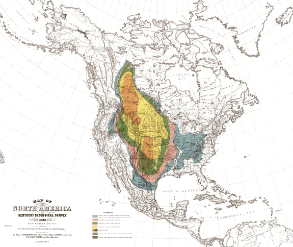 FierroGossman's tweet photo. Pequeña aclaración: los búfalos americanos son bisontes; llegaron de Asia. En su mayoría habitaron las grandes planicies de los EUA. El mapa de 1887 muestra la gradual disminución de su población a partir de 1700. (Research Gate). Su hábitat no fue la actual ciudad de Nueva York. https://t.co/m0oNJtJynj