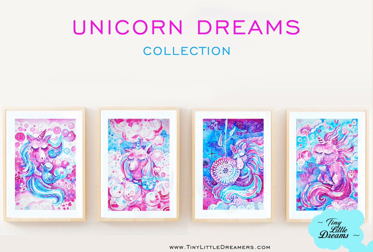 New collection 'UNICORN DREAMS' on TinyLittleDreamers.com 🎨 unicorns in watercolors 🎨
Timelapse painting: youtu.be/t4GnwE598Xk

#unicorn #unicornart #watercolors #watercolorpainting #walldecor #kidroom #nurseryroomideas