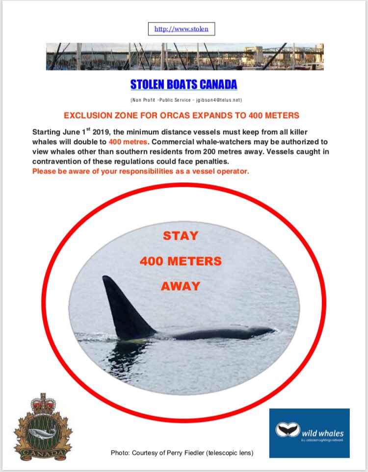 VPDMarineUnit's tweet photo. The Marine Unit has received many calls about boats being WAY too close to the whales this year. Please respect marine life and follow the rules regarding distance.                            @DFO_Pacific https://t.co/OrNYtUmWZS
