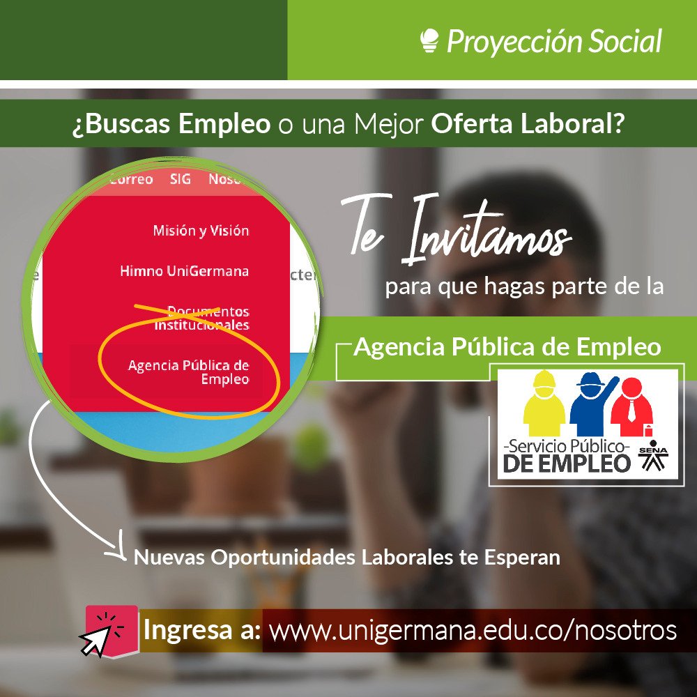 UniGermana's tweet photo. Comunidad UniGermanista ❤de esta forma podrás acceder a la bolsa de empleo en alianza con el @SENAComunica  ... Mayor información Aquí 👇 https://t.co/BL8s5iPFcV