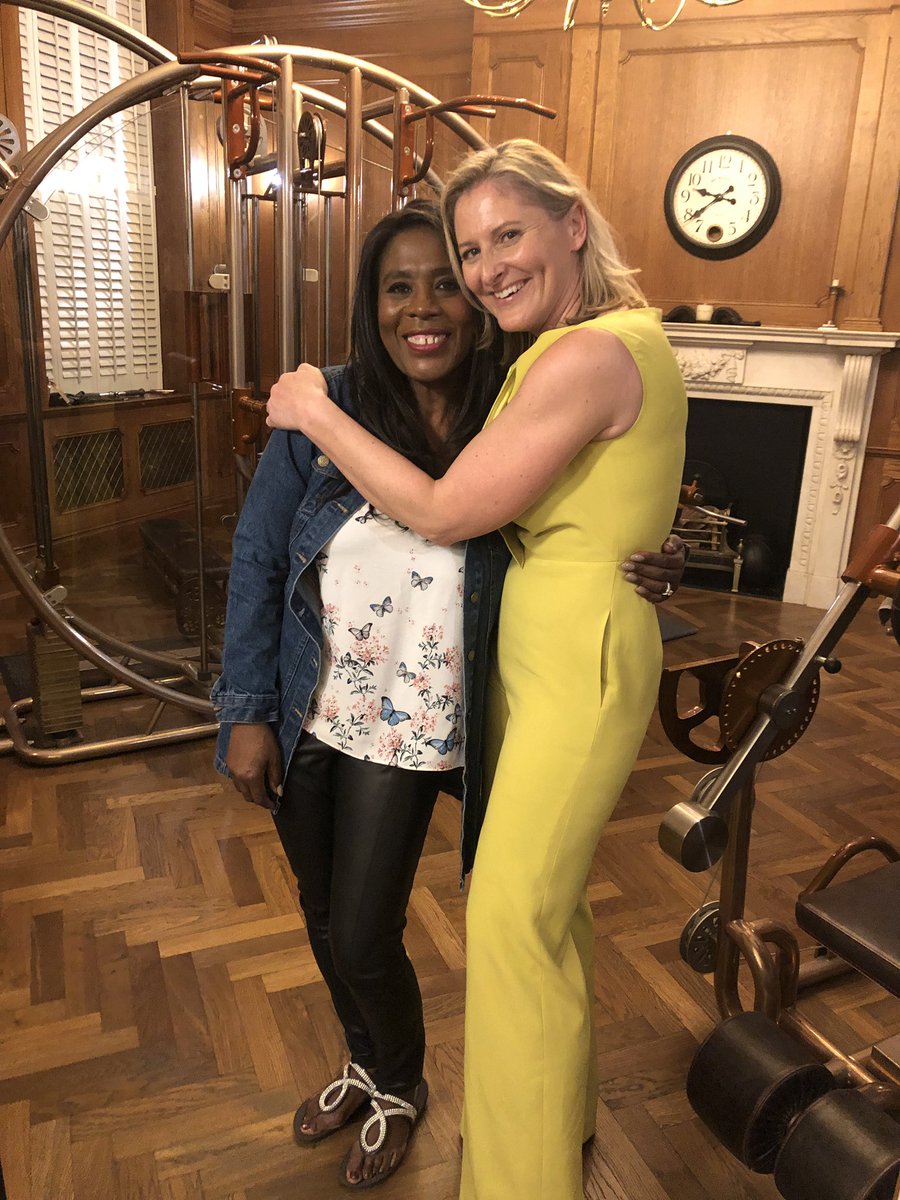 BlackonSilveruk's tweet photo. Love this pic taken after the show. Zana, founder of @theclockgyms with @tessasanderson in the gym. Zana still dressed in her beautiful @umitkutluk jumpsuit - #umitkutluk #londonlaunch #theclockgyms https://t.co/Mdx1ojYCjl