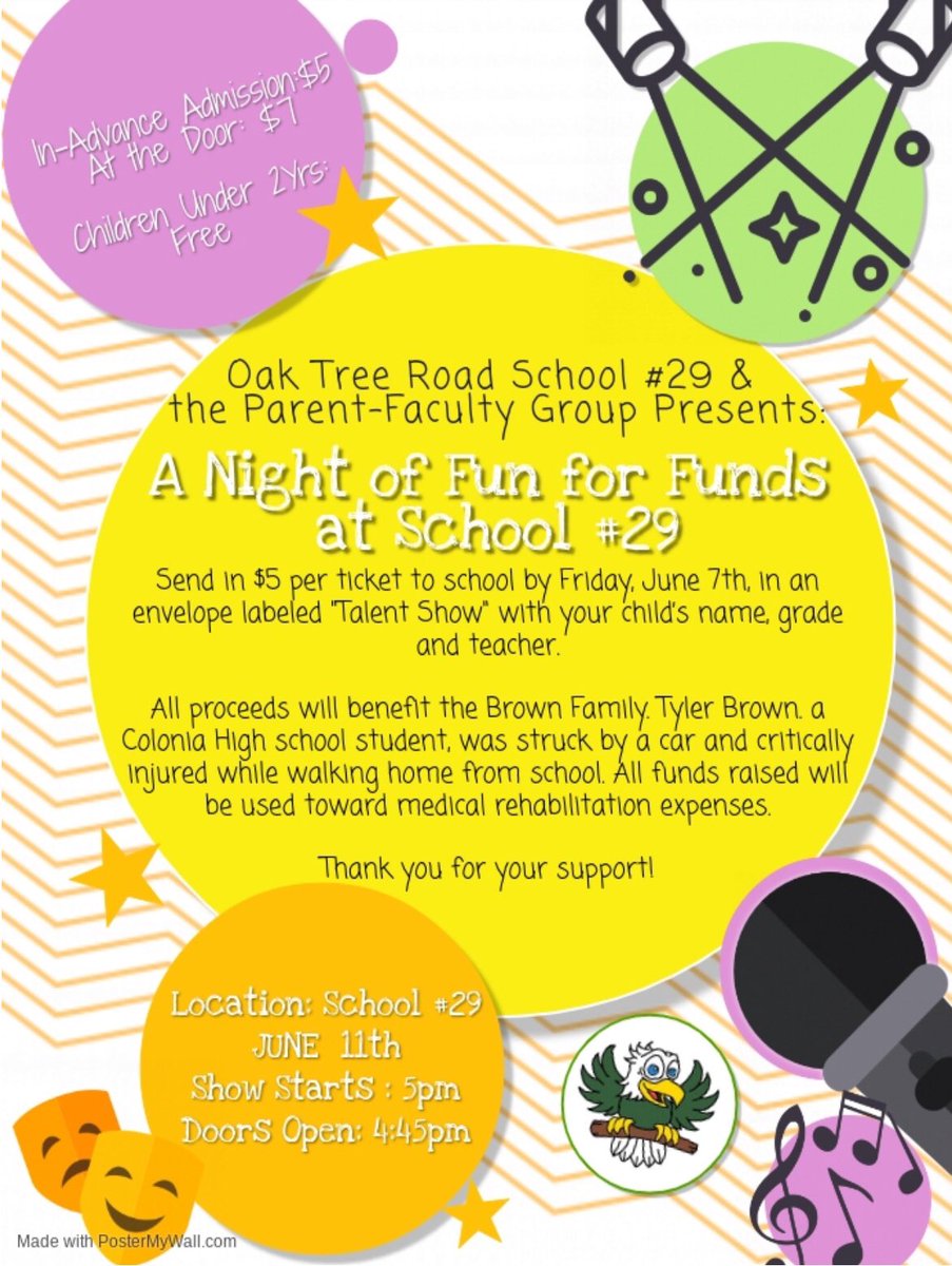 Mrs_Shap's tweet photo. Flyers sent. Tickets available. @School29Eagles are ready! Please consider sharing this flyer and being a part of a night of fun for funds on Tuesday, June 11th @MissSepaTeach @mstweed1 #1wtsd 🎭🎫🎤🎉 https://t.co/LjMpQlrufH