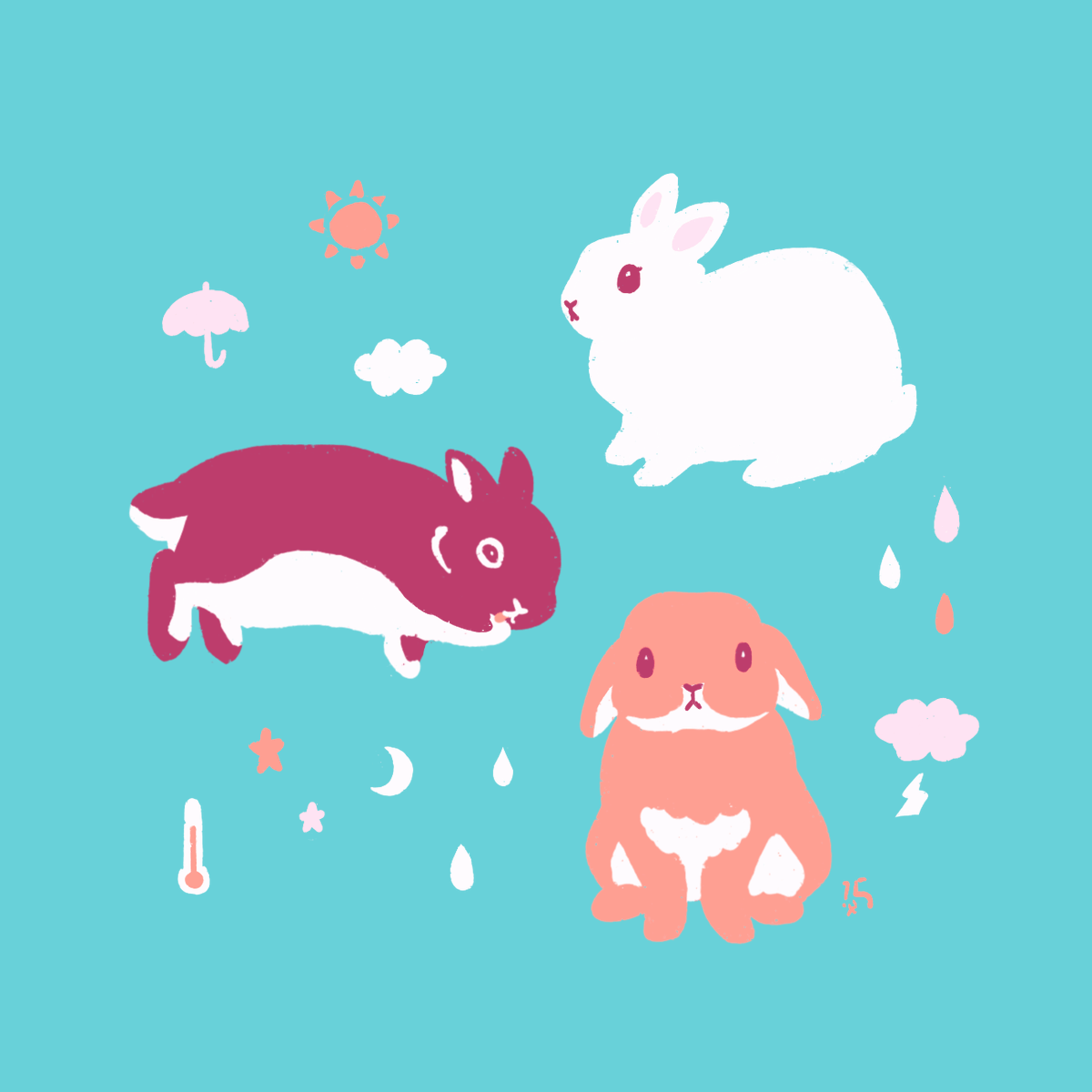 「初夏のうさぎさんたち 」|大賀一五🐰のイラスト