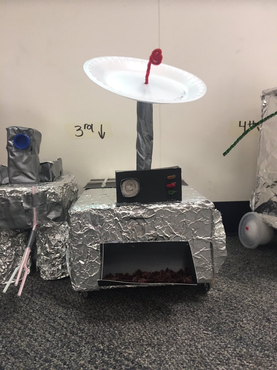 msdavilla's tweet image. Coach Harris 7th gr class designed mars rovers.  I love the eye lashes.  @cfbLongFalcons #talonterritory