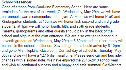 WW_Teach's tweet photo. Don't forget...end of year reminders from WES! https://t.co/OG97wIxqIw