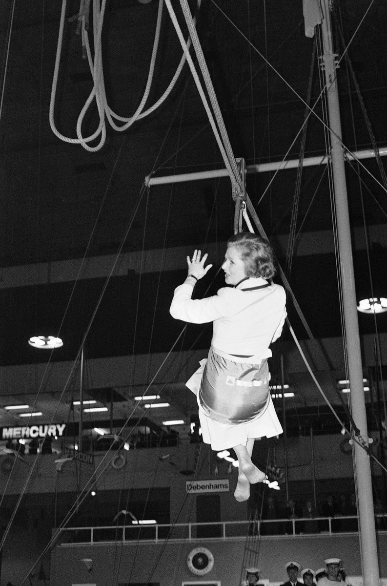 Margaret Thatcher at the 25th International Boat Show at London's Earls Court on Thursday, January 4, 1979. Lawrence Harris