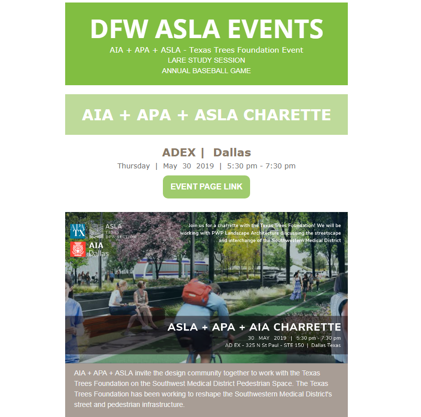 DFWASLA's tweet photo. DFW ASLA | May Newsletter - https://t.co/Gx365RdEMC https://t.co/V1Gp8A259n