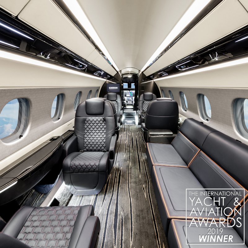 embraer's tweet photo. The Bossa Nova interior of the #Embraer #Praetor600 was selected as the best interior design of the Yacht and Aviation Awards. The aircraft is leading the way in performance, comfort, and technology, becoming a reference in the super-midsize jet category. #EmbraerStories https://t.co/iDdikJZODt