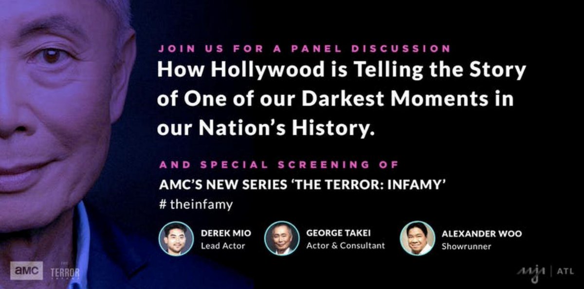 aaja's tweet photo. Join @AAJA at a screening & discussion of @AMC_TV's #TheTerror #TheInfamy, set in WWII Japanese American internment camp, feat. @GeorgeTakei @derekzmio #alexanderwoo. Part of Represent!, an #AAJA19 program for local creators of color. Learn more & RSVP: https://t.co/YvEsnthvBc https://t.co/NuhgjNgk0k