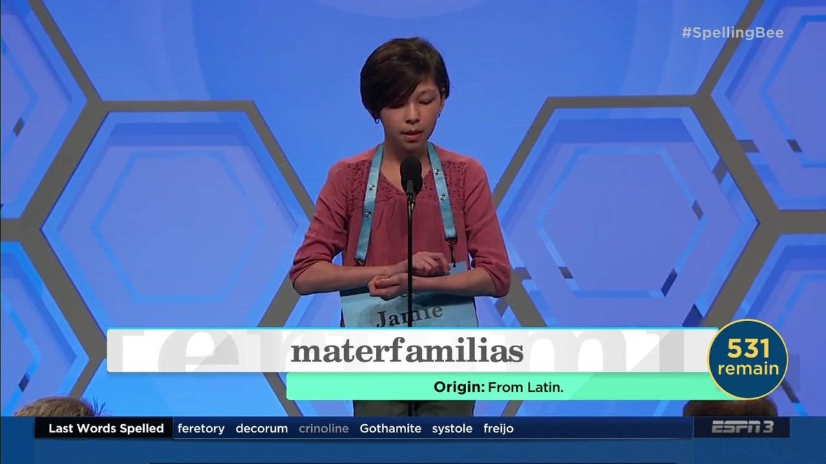 mtanidmd's tweet photo. #speller386 @elmsonline #spellingbee “materfamilias” https://t.co/T6UmiTnp3h