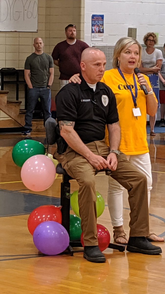 We took time away from one of our last days of school to recognize and thank Officer Ballinger who moves on to detective after being our DARE officer. #cfmspride