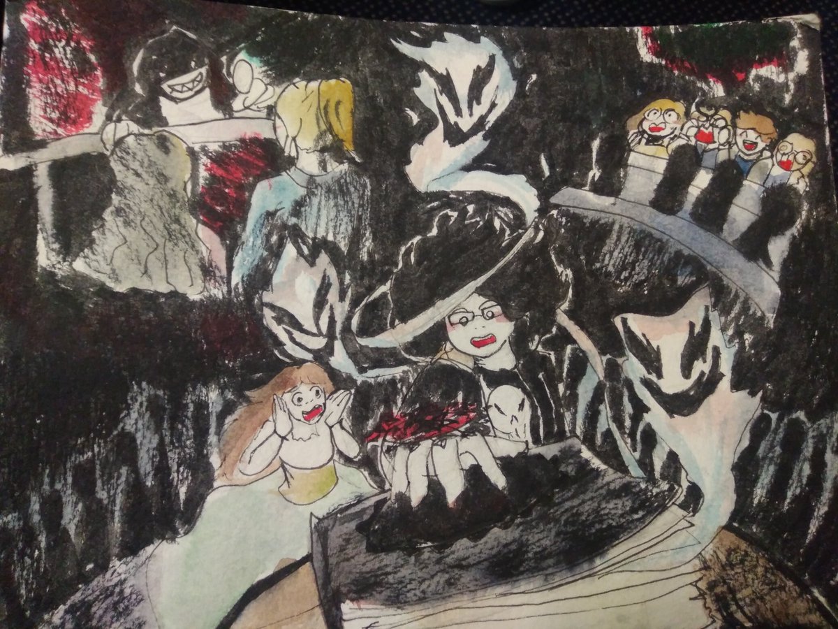 Skeletshoo's tweet photo. Encore un peu fatiguรฉe pour reprendre le rythme de dessin donc voici le dessin que j'ai fait lors du voyage en รcosse. C'est des moments ร l'Edinburgh Dungeon et il m'a valu la premiรจre place donc c'est cool ^^ #traditional #souvenir #edinburghdungeons https://t.co/cM7tys2ovH