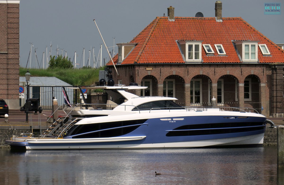 Dutchyachting's tweet photo. Captured in Wi(ille)mstad, #VanderValkYachts’ first #BeachClub600. The 19.05m/ 62’6” #yacht has an #exterior and #interior #design by Cor D. #Rover and #navalarchitecture by #Ginton Naval Architects. Photos by @DutchYachting. https://t.co/MEoTE7uaat