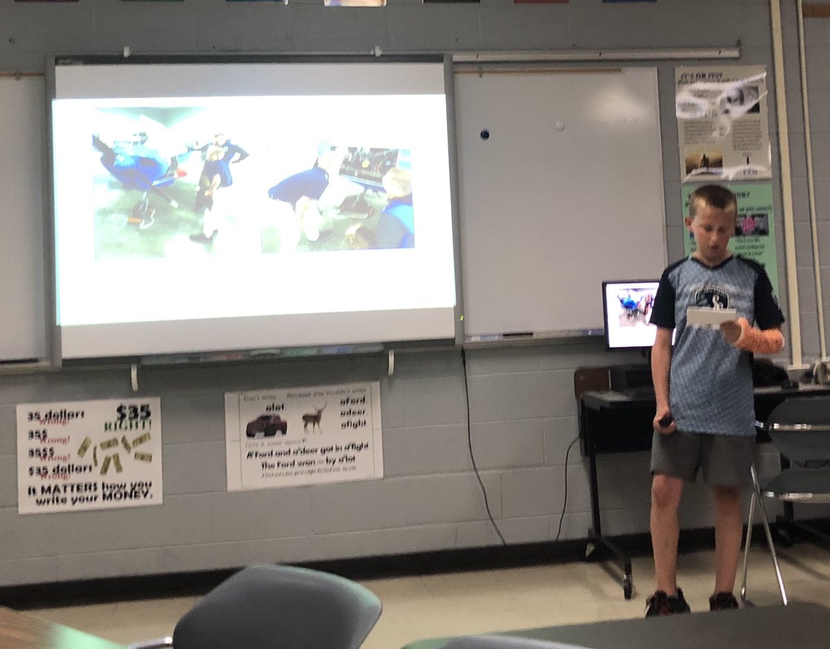 On April 25th my son helped me co-present on future workforce and education.   Today I got to be his co-presenter in front of his 4th grade class sharing all the exciting things he learned about @NCCRocks & @NorthlandCAPS on #TYCTWD.   Here he is practicing on Saturday at NCC.
