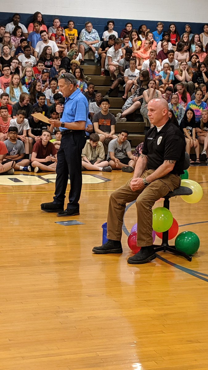 We took time away from one of our last days of school to recognize and thank Officer Ballinger who moves on to detective after being our DARE officer. #cfmspride