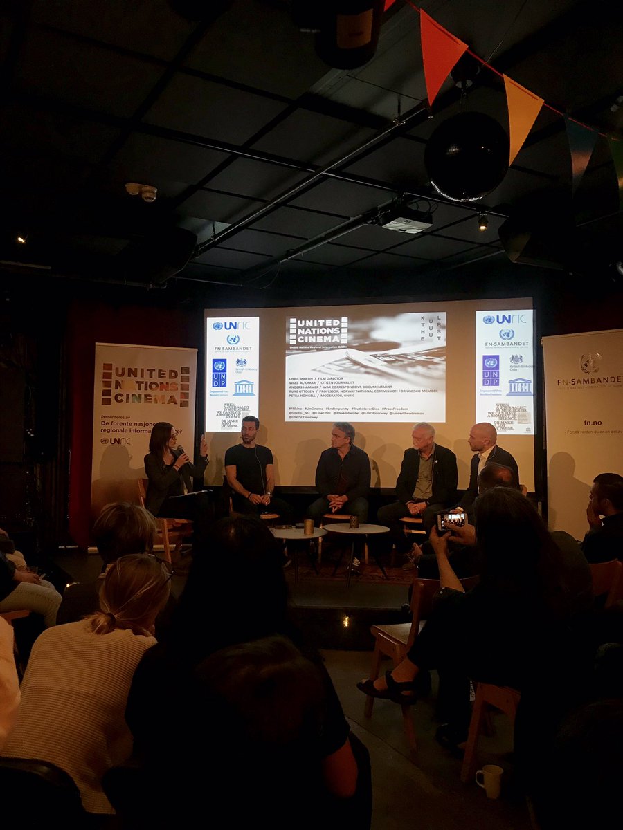 UNDPGPCG's tweet photo. Gripping story told in Oslo tonight through @UnderTheWireMov &amp; #UnCinema about the crucial importance of #PressFreedom &amp; the bravery of those who protect it. Let’s all work to #EndImpunity and protect independent media 🕊 https://t.co/RrvhwhBKBf