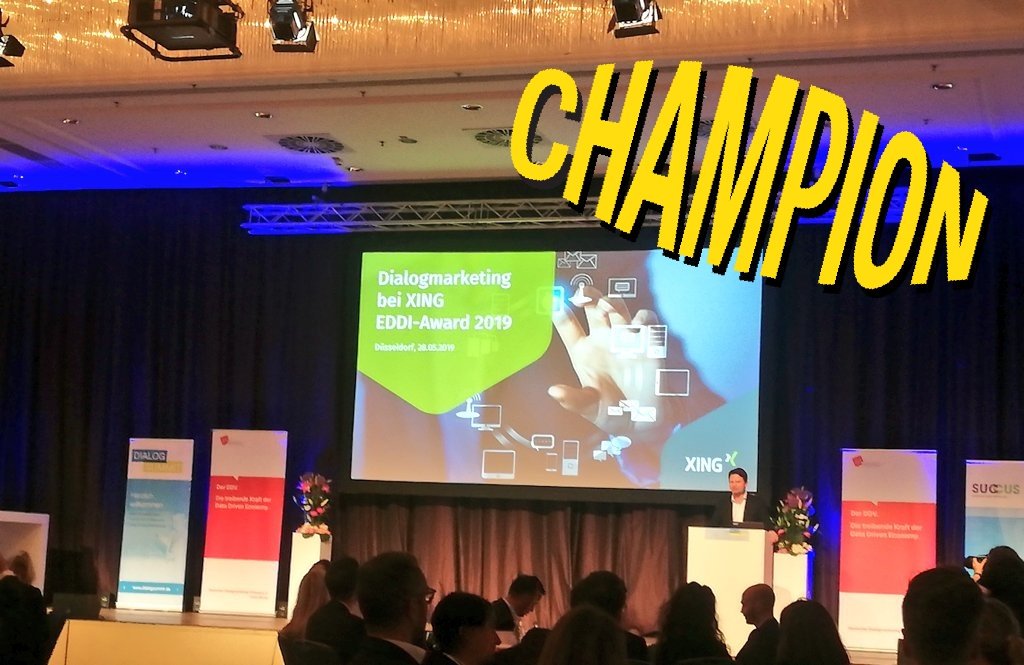 Der Gewinner des EDDI-Awards 2019 in der Kategorie #b2b: @XING_de Herzlichen Glückwunsch! <a href="/DDV_DE/">DDV</a> #DialogSummit #dialogmarketing #Marketing