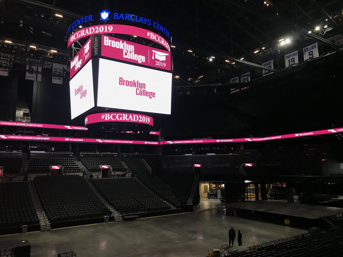 #BCGrad2019: It's coming together...less than 48 hours to go before we welcome 4,341 graduates to <a href="/barclayscenter/">Barclays Center</a> for our 94th #BrooklynCollege Commencement Ceremony!