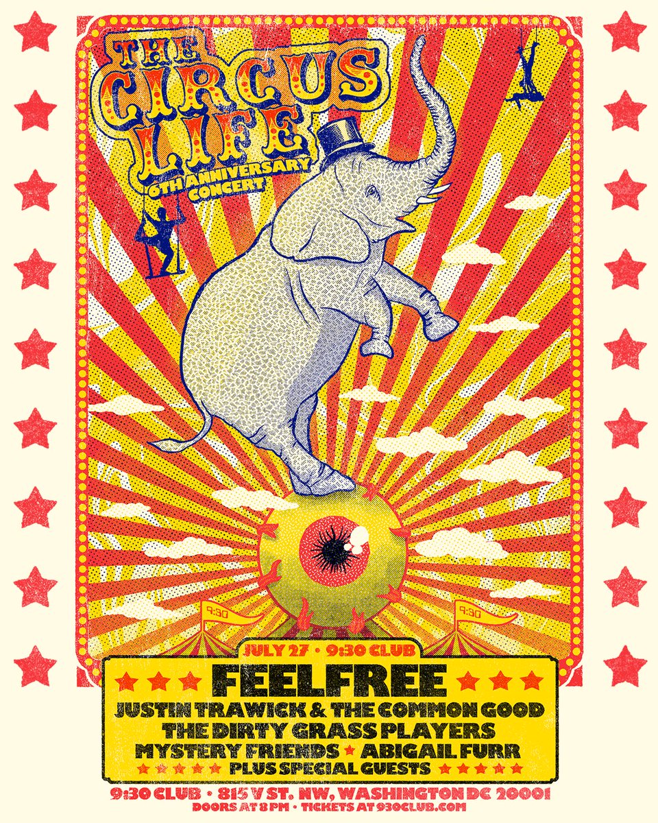 🔊SHOW ALERT - <a href="/930club/">9:30 Club</a> Saturday, July 27th, 2019!. Celebrating <a href="/thecircuslifedc/">The Circus Life</a> 6th anniversary, w <a href="/justintrawick/">Justin Trawick</a>, The Dirty Grass Players, <a href="/MysteryFriends_/">Mystery Friends</a> , <a href="/AbigailFurr/">Abigail Furr</a>.  We need our hometown to come out in full force and get down with us at the legendary 9:30 Club!