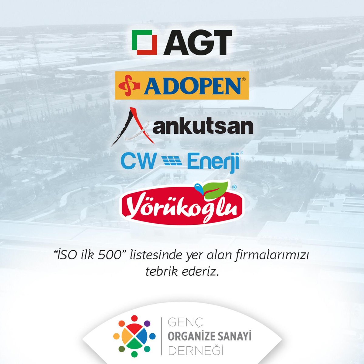 GOSD_Antalya's tweet photo. İSO ilk 500 listesinde yer alan bölge firmalarımızı tebrik ederiz. Dernek üyelerimiz Cw Enerji  temsilcisi Oktay Küçükoğlu ve AGT Temsilcisi Melih Söylemez’i tebrik eder , başarılarının devamını dileriz. #GencOSD #Gosd https://t.co/BO0ndbpZo7