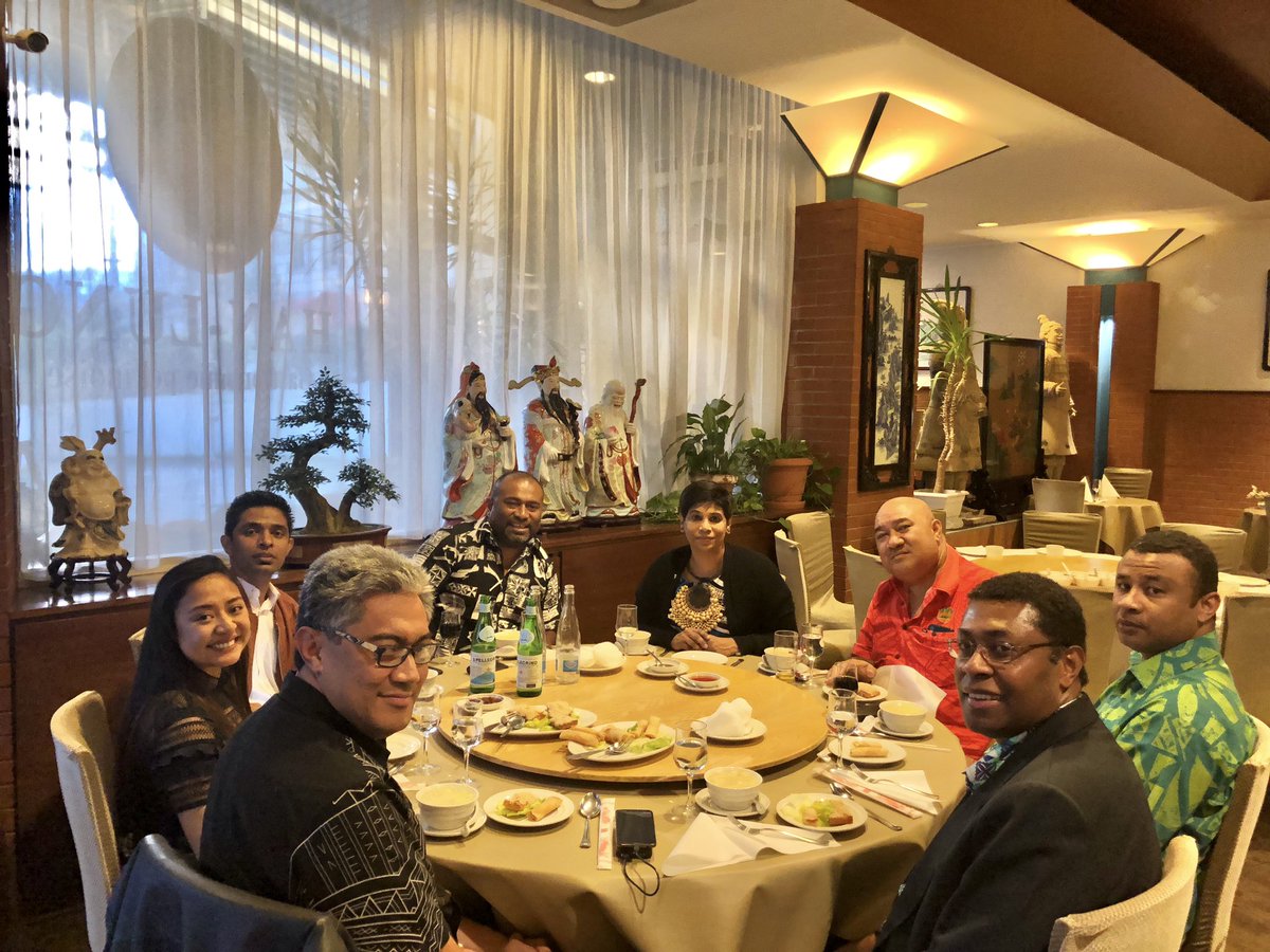 FijiGeneva's tweet photo. A dinner tonight for the Ministers of Health of Tonga and Fiji and the #SPCHealth Expert @psvivili Dr Paula to celebrate the end of #WHA72 and to wish the delegations God Speed. https://t.co/Voy2xym6ER