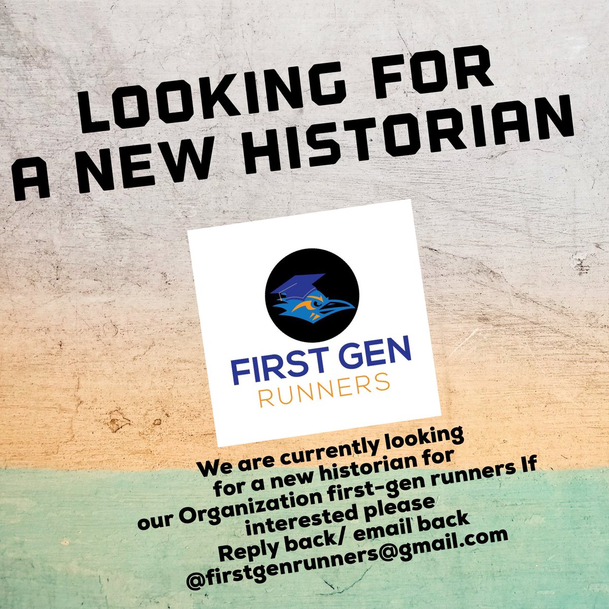 firstgenrunners's tweet photo. Hey runners ! Do you love to be creative then you have come to the right post @firstgenrunners is currently looking for a new historian for 2019-2020. If you are interested please contact us by either direct messaging us here or emailing us at @firstgenrunners@gmail.com https://t.co/HNmprlaPEE