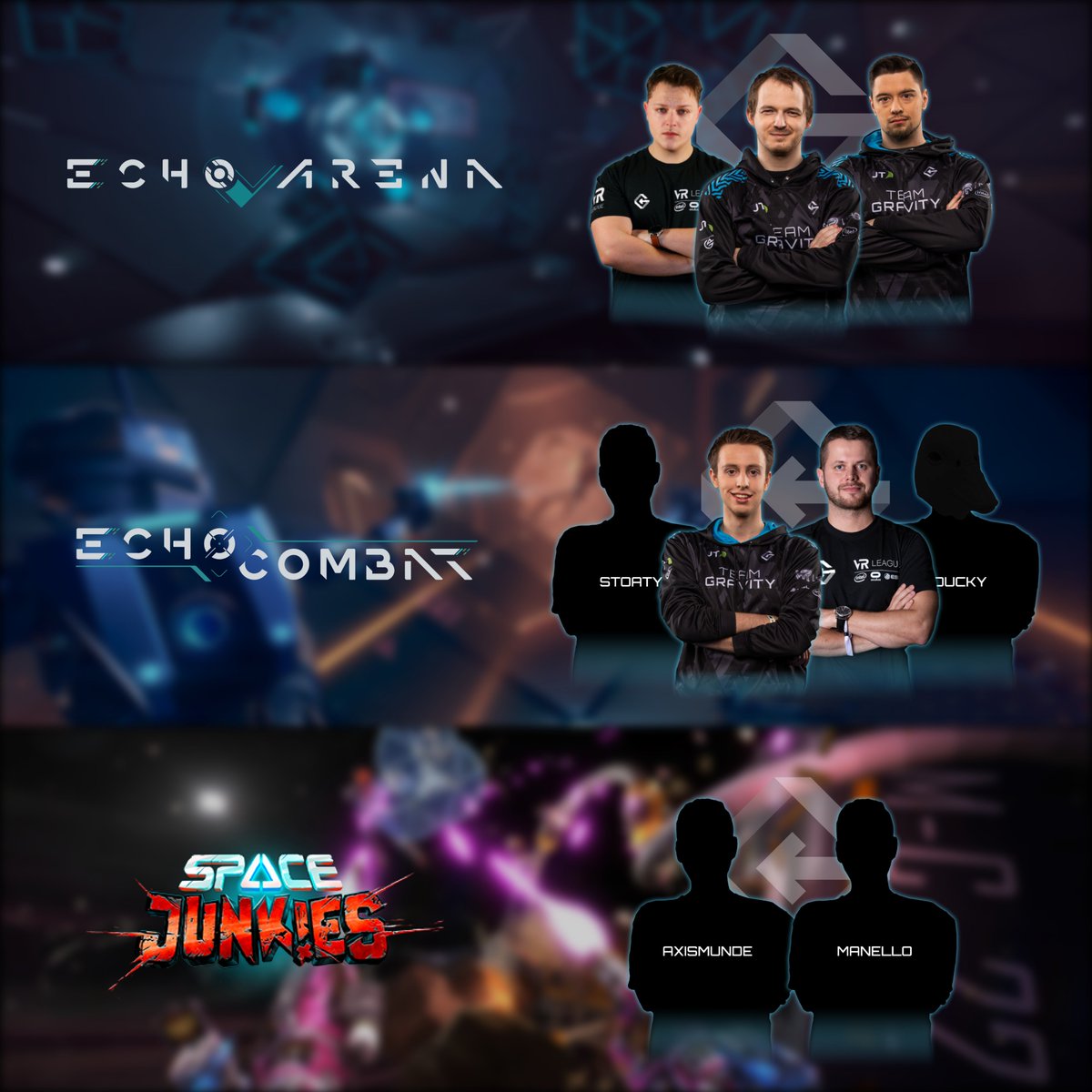 TeamGravityVR's tweet photo. Team Gravity sweeps @VRChallenger EU World Qualifiers with 3/3 teams making it through to the World Finals! 🎉
Next stop, the @Leicester_HT where EU and NA will clash in the biggest event in VR Esports history on the 8th/9th of June.
#EUvsNA #LETSGOGRAV #vr #esports #vresports https://t.co/yodtLB7M6l