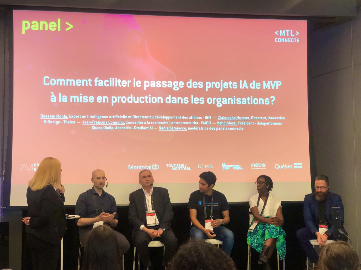 elantechco's tweet photo. Inspirant panel pour faire passer les projets #AI du #MVP à la production avec nos amis de @Dataperformers @IVADO_Qc @IBM @thalesgroup @gradiant_ai lors de #mtlconnecte du @PN_MTL, merci @Benboubakeur &amp; Team!! https://t.co/4k4KXlQEAN