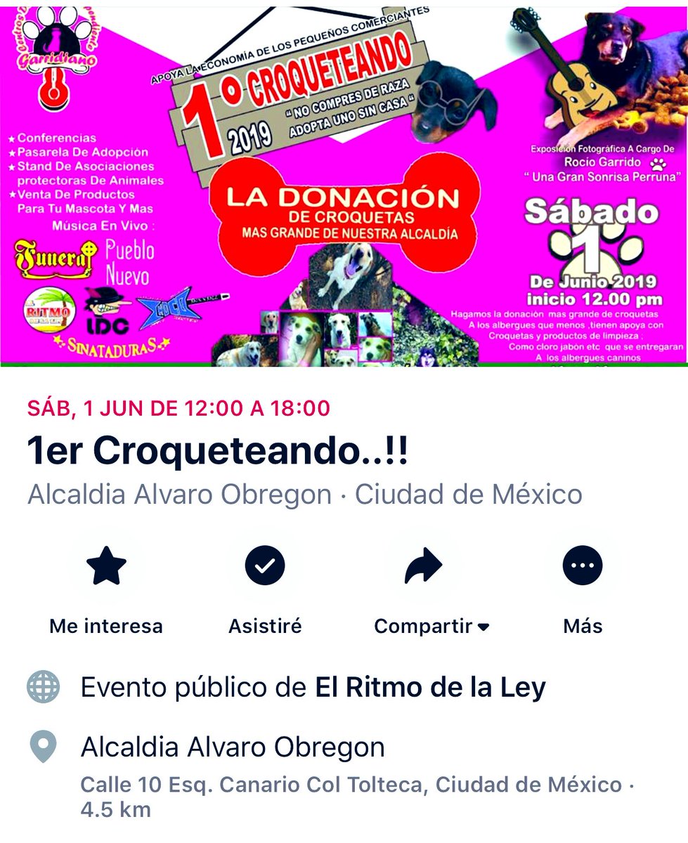 mellamohebe's tweet photo. 1er. Croqueteando 2019 @AlcaldiaAO ayúdanos a juntar croquetas para los que más lo necesitan. @FCF_mx @FloresChuky @PugsSix @CentralPets @SuperPawMx @vintageygatos nos vemos ahí. https://t.co/rZOO8fxRQl