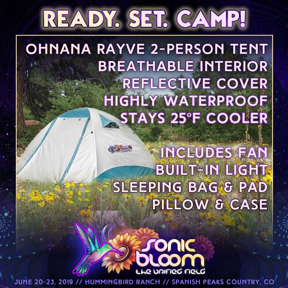 lectureofficial's tweet image. SONIC BLOOM is partnering with #OhnanaTents! @OhnanaTents
Fly in, take the shuttle and arrive with a full tent camping package waiting for you! sonicbloomfestival.com/sonic-bloom-te…
#SONICBLOOM 2019