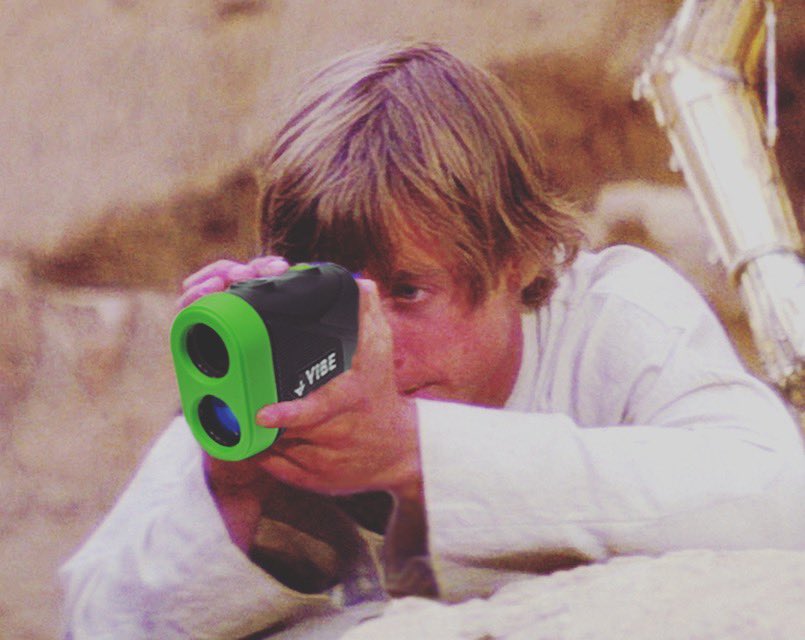 May the Fours be with you....unless it’s a par 3.
⛳️ 
Star Wars turned 42 over the weekend. 
🎂
#HBD #epic #starwars #lukeskywalker  #C3PO #sandpeople #macrobinoculars #rangefinder #golf #scoreband #vibe #SL8