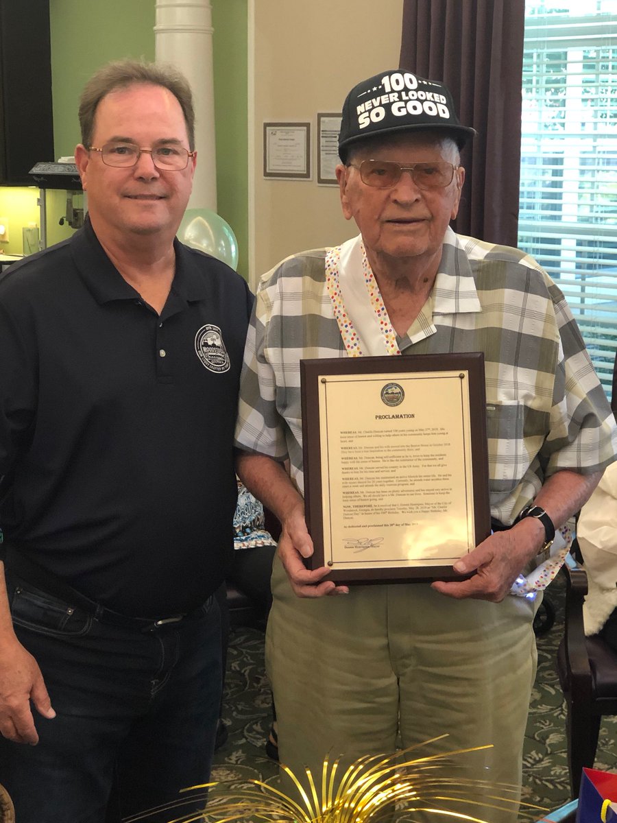 baldwin_group's tweet image. Happy 100th birthday to Mr. Charlie Duncan, @Benton_House of Woodstock resident! ⁣
⁣
In honor of his birthday, the mayor declared May 28th “Mr. Charlie Duncan Day.” ⁣
⁣
Congratulations Mr. Duncan! ⁣
⁣
#bentonhouse #centenarian #veteran #ww2veteran #seniorliving