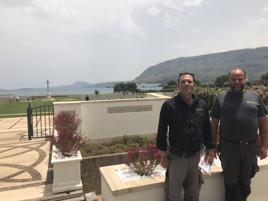 IanEmirHussein's tweet photo. Suda Bay War Cemetery @CWGC_graves today. Maintained by Andreas and Antonis who have half a century of service between them. Their dedication shows. https://t.co/7LLvXzsLws