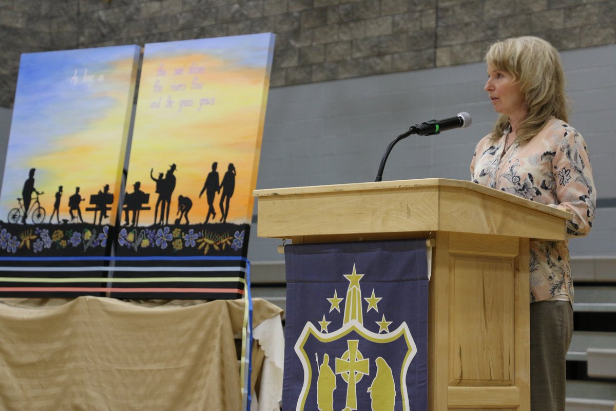 GSCSNews's tweet photo. A great celebration of culture, learning and reconciliation at @BethlehemStars Treaty 6 medal installation ceremony today. Thank you to everyone who helped make it a wonderful event and to everyone who celebrated with the school community. #CatholicEdSK https://t.co/EaQ5FHzVT5