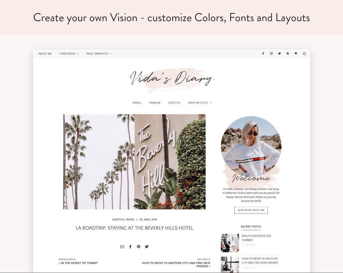 munichparis's tweet photo. Vida just hit the shop! It‘s a customizable, stylish WordPress Theme perfect for life and style bloggers 😍💫 https://t.co/BzDYr5gZcS https://t.co/dZ1L2Iulzv