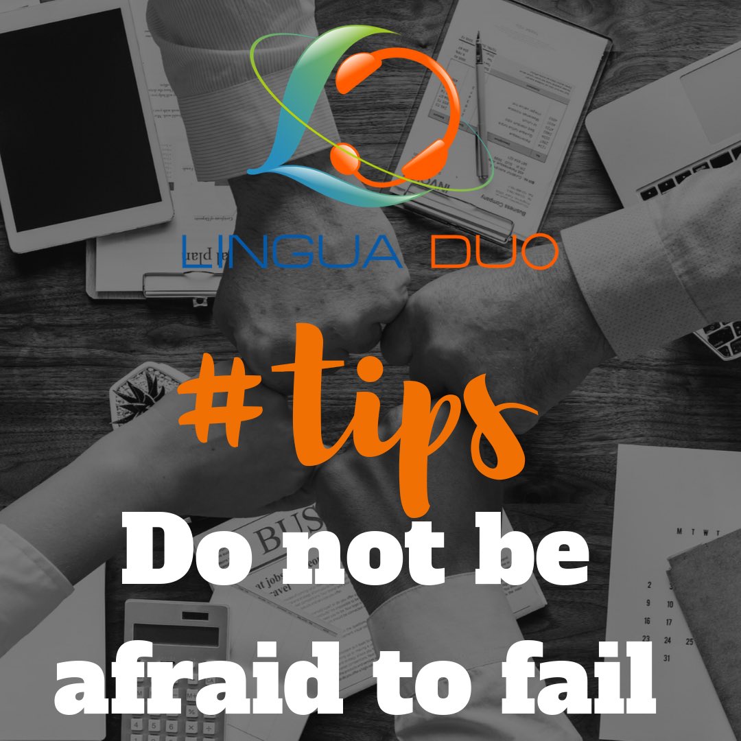 As a professional and entrepreneur, you have to move forward and don’t be afraid to fail.

Try to be outside of your comfort zone and take risks. Failure is not negative, it is a chance to learn something.

#LinguaDuo #Business #entrepreneurs #translators #translatorstips