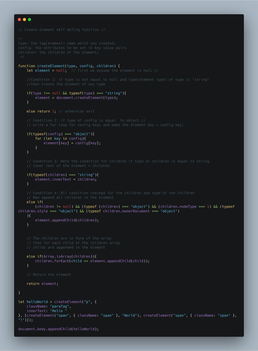 Neeraj_Kumar22's tweet photo. Create element function in react #AltCampus #reactjs #100daysofcode #180daystojob https://t.co/GjgPSqraWZ