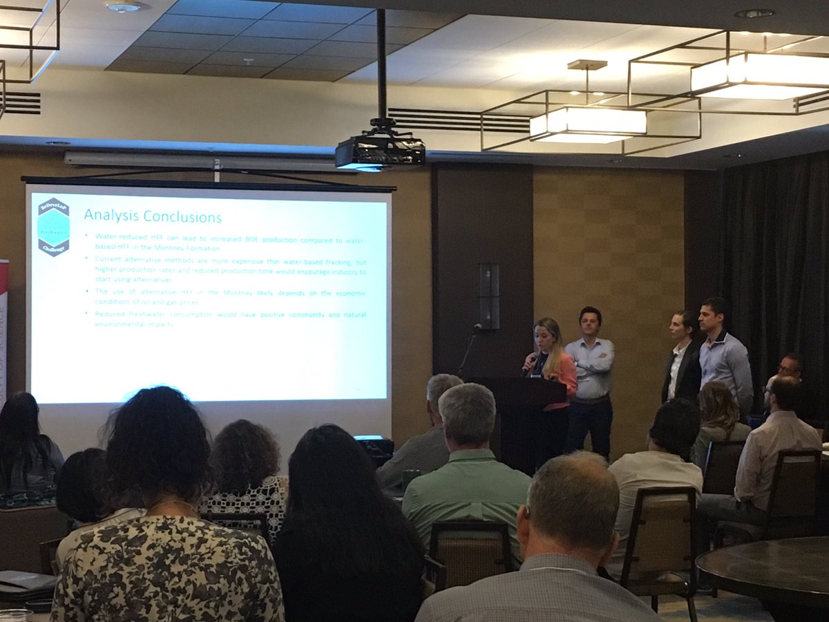 Last but not least, the team working on reducing the use of freshwater in hydraulic fracturing including <a href="/ChiappeMirella/">Mirella Chiappe</a> from <a href="/policy_school/">School of Public Policy</a> presents at the <a href="/ReDeveLoPCREATE/">ReDeveLoP CREATE</a> Dragon’s Den.