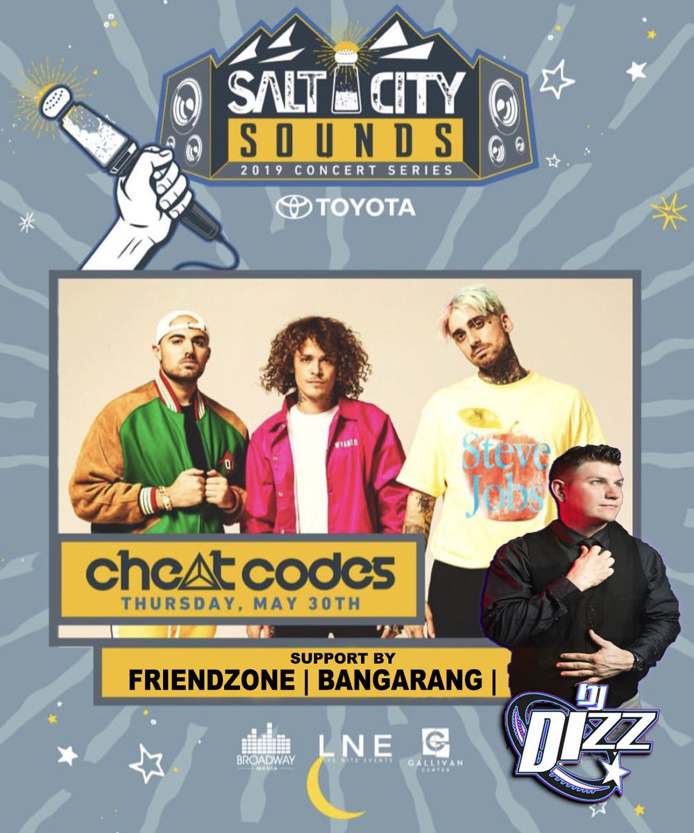 iamdjdizz's tweet photo. Can’t wait to for this Thursday night opening for @CheatCodesMusic at Salt City Sounds Concert Series!!! 🥳👍 https://t.co/nGc1GGHVuH