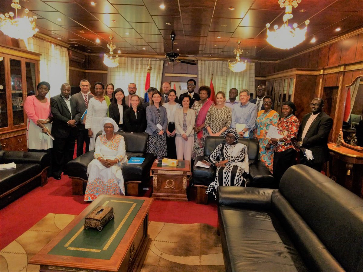 UNPeacebuilding's tweet photo. Our donor Partners meet w/ Vice President #TheGambia Dr. Isatou Touray, "By coming to Banjul, you can immediately observe all around you, in our streets, the nature of peace. This is a huge step for us. @UN &amp; Govt. have worked closely  together to support transition priorities." https://t.co/ILR0m6tmNw