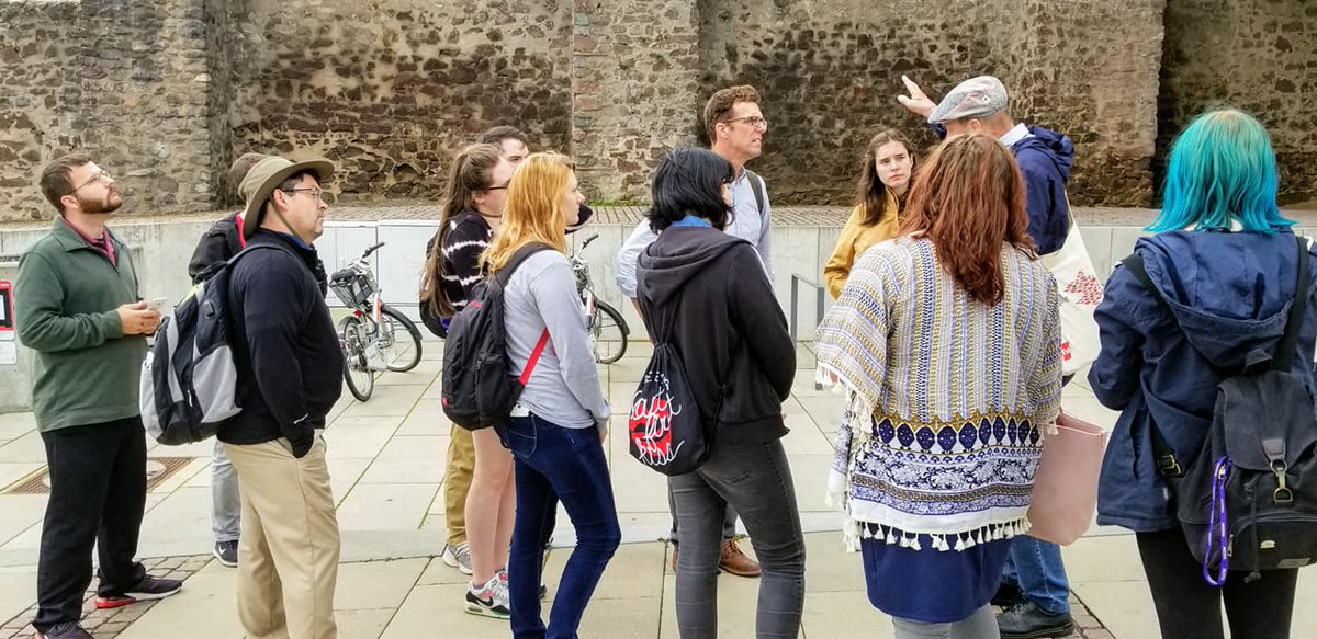 GoJeffco's tweet photo. Students, Professor Chris Otto and Associate Deans, Kenny Wilson and Chris DeGeare, are maximizing their time during the College's first-ever two-week study abroad to Germany. So far, they have been to Berlin, Darmstadt and Frankfurt. #JC2Germany https://t.co/v3xIe1vbZs
