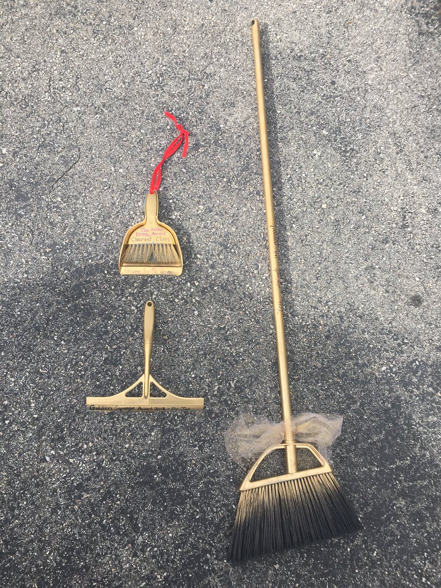 Joe_TraupmanLGN's tweet image. Excited to try and incorporate these awards into the daily custodial activities next year. 1st place golden broom 2nd place the golden dust pan 3rd place the golden squeegee. #NMSLancerLead