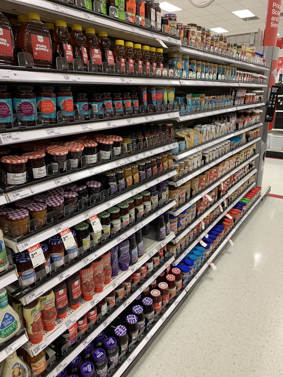 Mattfromtarget3's tweet photo. Stockroom organization is well underway in food and beverage at t0945! Peanut butter and Jelly full and impactful on the floor and organized in its own sections in the back. @Summer_K_W @MaloneTray @FBDirector_MB @BrianHedemark @BridgetMcP29 @jamaal_edwards https://t.co/ST94mugIFo