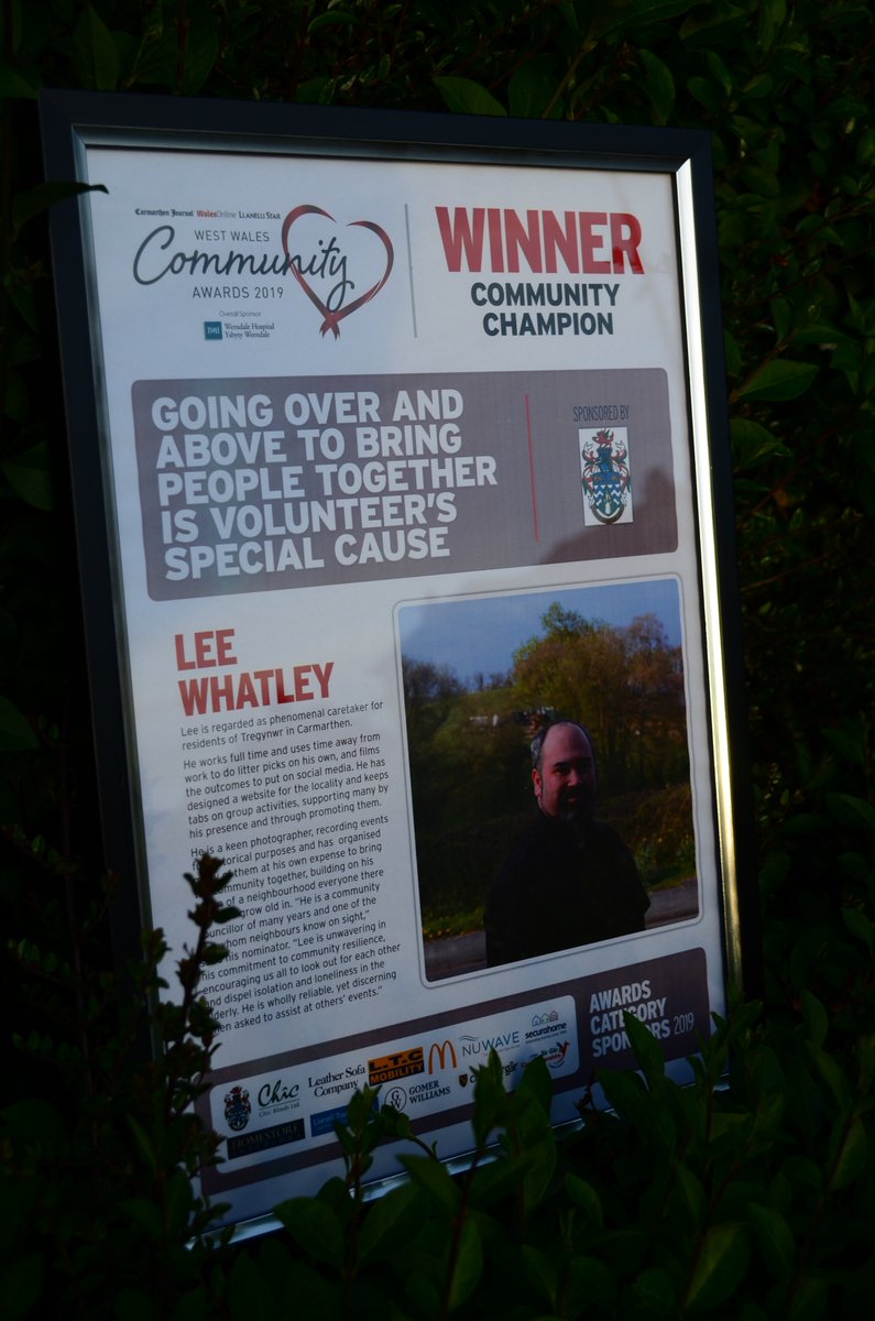 LeeWhatley78's tweet photo. I was nominated in the West Wales Community Awards 2019, under the "Community Champion" category and while I was proud to have been nominated I was somewhat surprised as I don't consider what I do to be anything special.
#Community #wwca2019 @LlangunnorNet https://t.co/jRXoHgc4xD