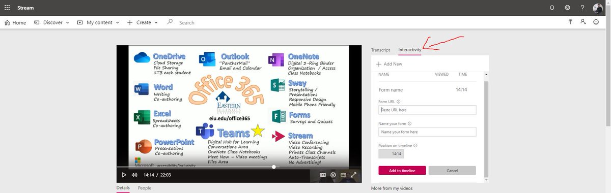 tomgrissom's tweet image. It&apos;s HERE! New Interactivity tab added to #MicrosoftStream videos, allows you to add a #MicrosoftForm to a specific timestamp, great for #FlipClassroom, surveys, polls, quizzes, checks for understanding cc @sig225 techcommunity.microsoft.com/t5/Microsoft-S…  #PedagogyFirst #MIEExpert