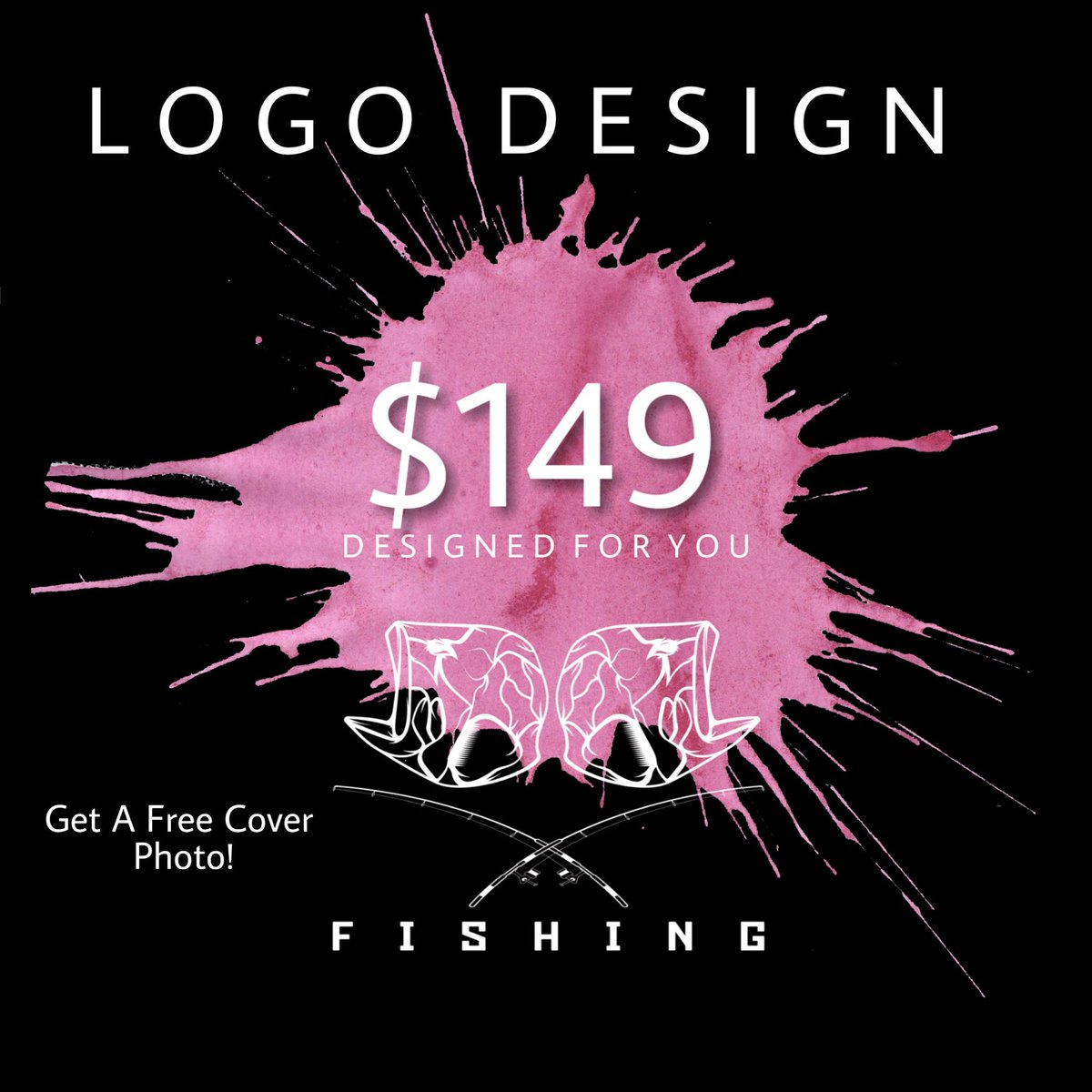 Needing a #fishing logo? Business Cards, YouTube Banner?  Let me design it for you!  Order NOW and get a #FREE Facebook, Instagram or Twitter cover photo! #DesignedForYou