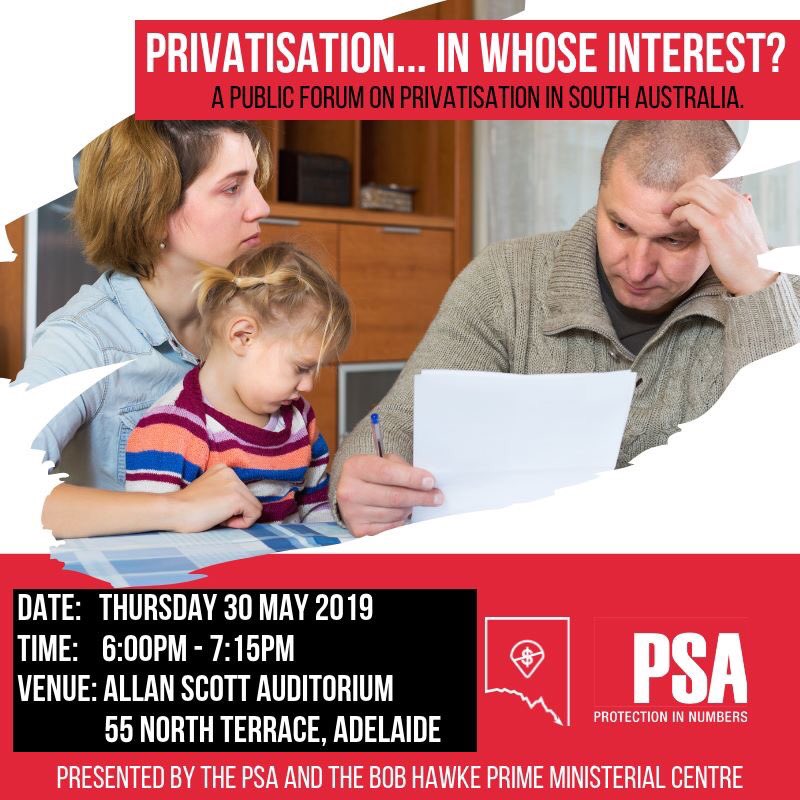 Tomorrow night (Thursday May 30), in conjunction with @TheHawkeCentre, the PSA presents a forum: “Privatisation ... in whose interest?” If you want to find out more about the impact of privatisation on public services, register at: bit.ly/2VX0n4c